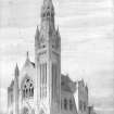 J B Pirie drawing of Queen's Cross Church.