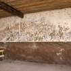Interior.  View of 1st floor painted scene showing Kracov on wall undertaken by Polish Soldiers in World War II.