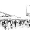 Drawing of Cumbernauld Town Centre by Michael Evans.