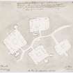 Plan of houses 1, 3, 4 and 5 at Skara Brae.
Titled: 'Ground plan of Pictish village at Skara Brae. At Skaill, Orkney'.
