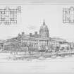 Glasgow, Kelvingrove Park, Kelvingrove Art Gallery and Museum.
Perspective elevation, ground and first floor plans.
Insc: 'The Glasgow Fine Art Galleries. Design by H.D. Barclay archits. Glasgow'.