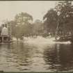 View of waterchute into the river at the International Exhibition in Glasgow 1901. 
Titled: '1887 Water chute on Kelvin'
