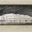 Edinburgh, Murrayfield Ice Rink and Sports Stadium.
Perspective view of ice rink from North-West.
Titled: 'Proposed Ice Hockey Rink - Edinburgh'   'View From The North West'.