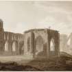 Digital copy of view of Elgin Cathedral by William Clark.