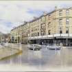 Digital copy of perspective watercolour showing new RCAHMS offices on Bernard Terrace, Edinburgh.