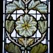 Interior. Ground floor. Hall. E side stained glass window. Detail