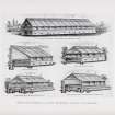 Catalogue of Horticultural Buildings by MacKenzie and Moncur
Drawings of: "Orchid and Melon Houses erected at Eaton Hall Gardens, Chester," "Lean-to Orchid House," "Span-Roofed Orchid House," "Span-roofed Melon House and Lean-to Pit" and "Three-quarter-span Forcing House and Lean-to Pit"