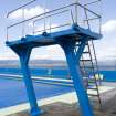 Inverclyde, Gourock. Detail of diving platform at open-air swimming pool, viewed from the East.