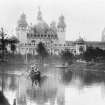 View of boating pond in Kelvingrove Park, taken during the Glasgow International Exhibition in 1901.