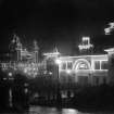 Digital copy of night-time photograph of illuminated buildings at the Glasgow International Exhibition in 1901.
