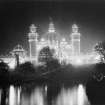 View of illumination of the Eastern Palace building at the International Exhibition in 1901 in Kelvingrove Park, Glasgow.
