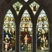 Interior. South Aisle  West window View of stained glass window Suffer the little Children by James Powell & Sons c.1912