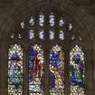 Interior.Hunter Aisle Detail of stained glass window Scenes from the Life of Christ by Louis Davis 1911