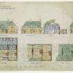 Sections, elevations and plans of cottages for J J Gelletly Esq, Edinburgh.