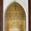 Interior. View of memorial to the war dead, located on the stair.