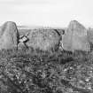 Photograph of recumbent stone circle at South Ley Lodge, taken from SW.
Titled: "South Ley Lodge. Recumbent Stone and Flankers".