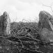 Photograph of recumbent stone circle at South Fornet, taken from NW.
Titled: "South Fornet. Flankers".