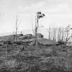 Photograph of recumbent stone circle at Candle Hill, Insch, taken S.
Titled: "Candle Hill, Insch. Recumbent Stone and fallen Flankers".