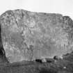 Photograph of recumbent stone at Braehead Stone Circle, taken from SW.
Titled: "Braehead of Leslie. Recumbent Stone".