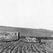 Photograph of recumbent stone circle at Balquhain, taken from S.
Titled: "The Balquhain Circle and Obelisk".