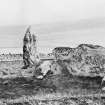 Photograph of recumbent stone circle at Balquhain, taken from NW.
Titled: "Balquhain. Recumbent Stone and Flanker".