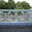 Detail of cast ironwork on parapet on railway bridge, Roseburn Terrace, Edinburgh.