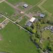 Oblique aerial view centred on the aircraft hangars with Hatton House adjacent, taken from the WNW.