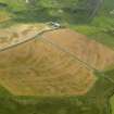 Oblique aerial view of the cropmarks of the trackway, possible enclosure and pits, taken from the NNE.