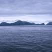 St Kilda, Hirta, Dun and Soay. Silhouette of the archipelago from the sea.