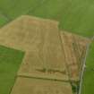 Oblique aerial view centred on the cropmarks of the barrow, enclosures, possible henge, pits and pit-circle at Marchfield, taken from the SSW.