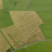 Oblique aerial view centred on the cropmarks of the barrow, enclosures, possible henge, pits and pit-circle at Marchfield, taken from the SE.