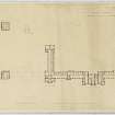 Floor plans of first and second class houses.
Inscribed: 'No VI  Plan of second floor of first class house and third floor of second class house'.

