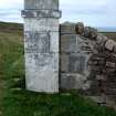 View from NW of the NW gate pier in the boundary wall of the Cape Wrath lighthouse.