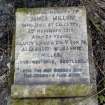 Grave plot no. 1331, James Miller, detail of plaque