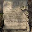 Grave plot no. 1335, Elizabeth Dick, detail of insciption plaque