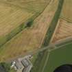 Oblique aerial view centred on the cropmarks of the pits and possible enclosure at Gilrivie, taken from the SW.