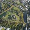 Oblique aerial view centred on the Calton Hill with St Andrew's House adjacent, taken from the