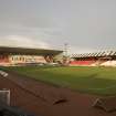 View of Caledonia Street (west) stand and North Bank enclosure, taken from terracing in SE corner of St Mirren Park