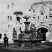 Linlithgow Palace, General view of courtyard and fountain.
Titled "Courtyard of the Palace of Linlighgow" copied from P.A. 103 The Douglas Room Album. Photographer unknown.
