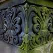 Detail of decorative cornice on monument in memory of John Brown (died 27th October 1856).  Located in the front section of Grange Cemetery.