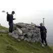 St Kilda, Hirta. Alex Hale and Ian Parker (both RCAHMS) recording a cleit on the slopes above the SE cliffs of Oiseval.