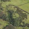 Oblique aerial view centred on the remains of the fort with the monument adjacent, taken from the SW.