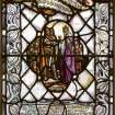 Interior. Chancel. S Wall stained glass window  by  Douglas Strachan. Detail