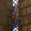 Interior. Chancel. N Wall stained glass window by  Gordon Webster  Detail