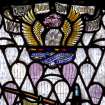 Interior. S Wall. Stained glass window by Douglas Strachan. Detail