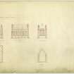 Warriston Cemetery.
Plan, elevations and section of mortuary chapel.
Title: 'Warriston Cemetery. Mortuary Chapel.'


