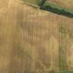 Oblique aerial view of the cropmarks of the possible enclosure, pits and rig, taken from the SE.