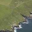 Oblique aerial view centred on the Hoxa Head WW I coastal battery, taken from the W.