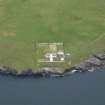 Oblique aerial view centred on the lighthouse with the keepers' cottage adjacent, taken from the SE.
