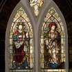 Interior. Stained glass window. Detail